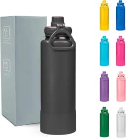 Garrafa Térmica 800ml - Duplamente Isolada a Vácuo, Aço Inox 304, Base Emborrachada Anti Derrapante, Bebidas Geladas por 24 Horas e Quentes por 12 Horas, (Preto)