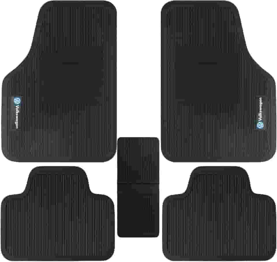 Jogo Tapete Automotivo Borracha Volkswagen Gol Up Fox Golf Jetta Nivus Virtus T-Cross Taos Polo Saveiro Tigua-n Amarok Voyage Parati Passat Bora + Lixeira (Preto, Gol G5 2008 a 2012)