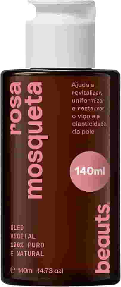Óleo de Rosa Mosqueta Pura - Clareador, Hidratante e Antioxidante - Para Manchas, Rugas, Estrias e Melhor Elasticidade - Uso Facial, Oleo Corporal e Cabelos - 100% Puro Natural Vegano - 140 mL Beauts