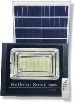 Refletor Solar LED 500W, Holofote com Placa Solar, IP65, Controle Remoto