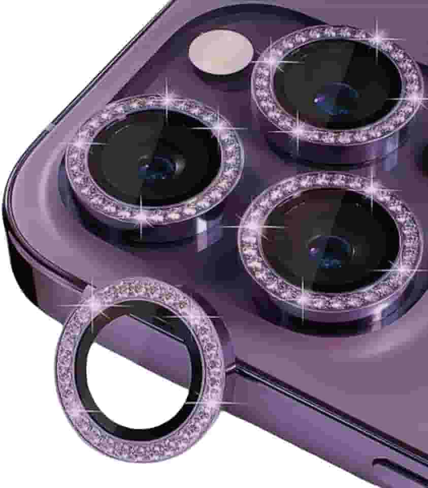Kit Película Lentes De Câmera iPhone C/Strass kit Protetor Câmera Iphone Modelos Cores11 12 13 14 15, Mini, Plus, Pro, Pro Max (Azul, Iphone 14 Pro e 14 Pro Max)