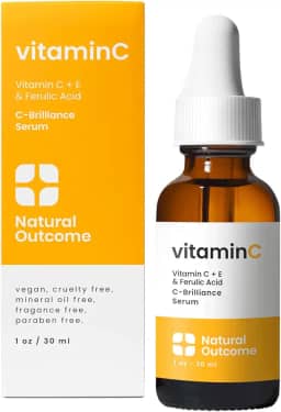 Soro de vitamina C com vitamina E e ácido ferúlico | Soro facial restaurador de brilho antienvelhecimento | Poderoso antioxidante levanta linhas finas, rugas e manchas solares | Firma e hidrata a pele