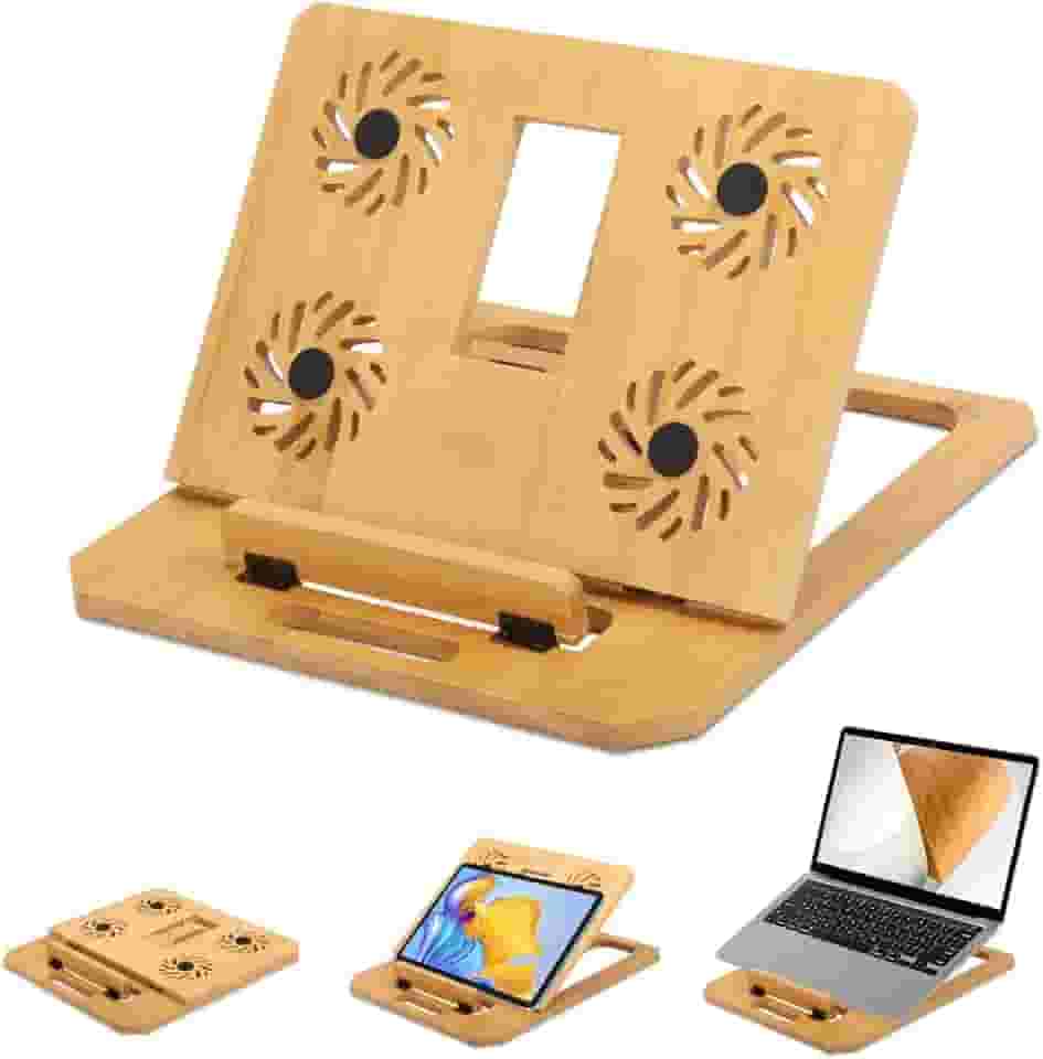 Suporte para Notebook, Madeira, 31 X 30 X 4 cm, Apoio de Leitura Livro E Notebook - Suporte Ergonômico, Suporte para Macbook