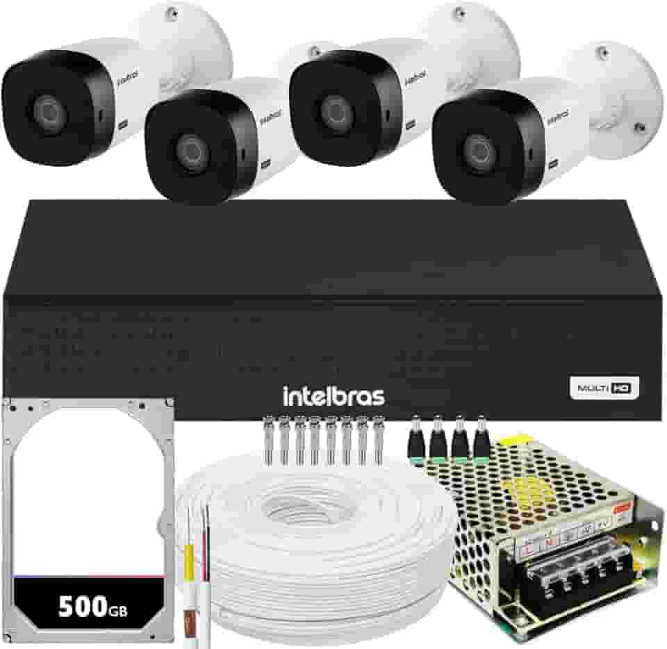 Kit Cftv 4 Cameras Full Hd VHL 1220 Dvr Intelbras 3004-C 5x1