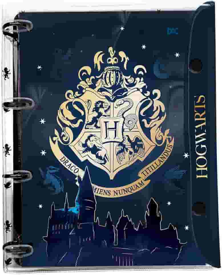 DAC - Caderno Argolado Universitario em PVC Cristal com 192 folhas Harry Potter - Fechamento em Botão