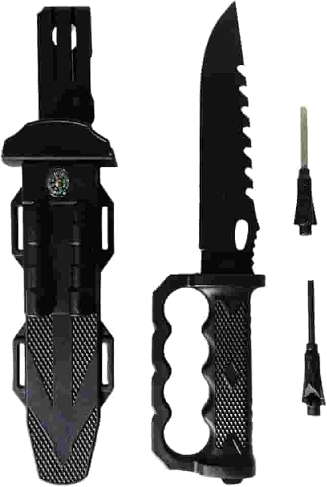 Faca Tatica C/Pederneira Apito Camping Selva COM PROTEÇÃO PARA A MÃO