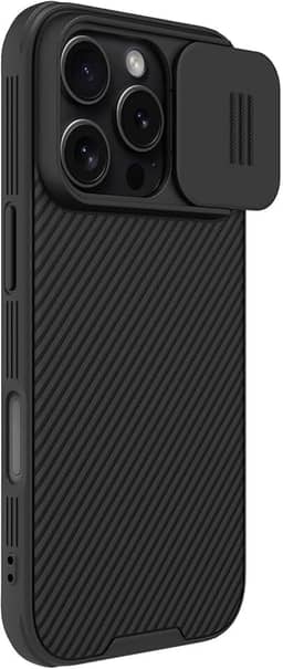 Nillkin Capa magnética CamShield Pro projetada com absorção de choque e moldura elevada para Apple iPhone 16 Pro de 6,3 polegadas - preta