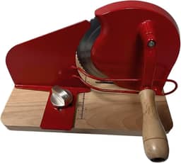 Fatiador de Pão Manual com Manivela para Uso Doméstico, Fatiador de Frios para Restaurantes, Ideal para Sanduíches de Carne, Vermelho, Tamanho real