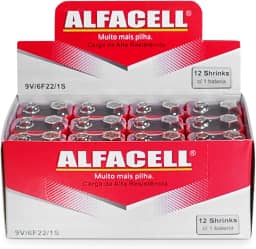 Bateria 9V Caixa Com 12 Unidades Blister Alfacell