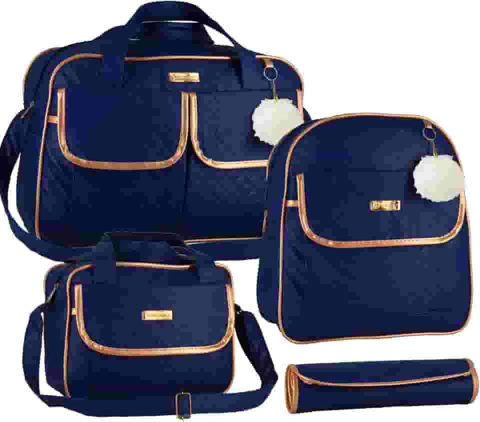 Kit Bolsa Bebê Mala Maternidade Impermeável Multifuncional Azul Marinho