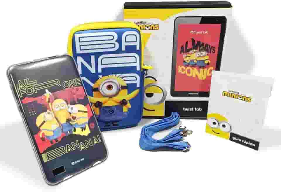 Positivo Twist Tab Minions+ 2GB RAM + 64GB Armazenamento, Tela de 7', Android 11 Go, Bateria 3100mAh - Preto - Inclui 2 itens de proteção - (Capa e Bolsa de Transporte)