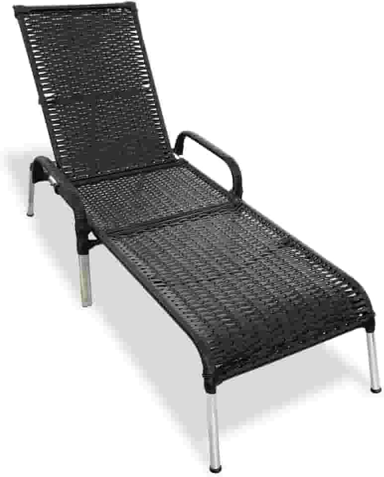 MRDDECORA, Espreguiçadeira Piscina Reclinável Alumínio Fibra Sintética Madrid (preto)
