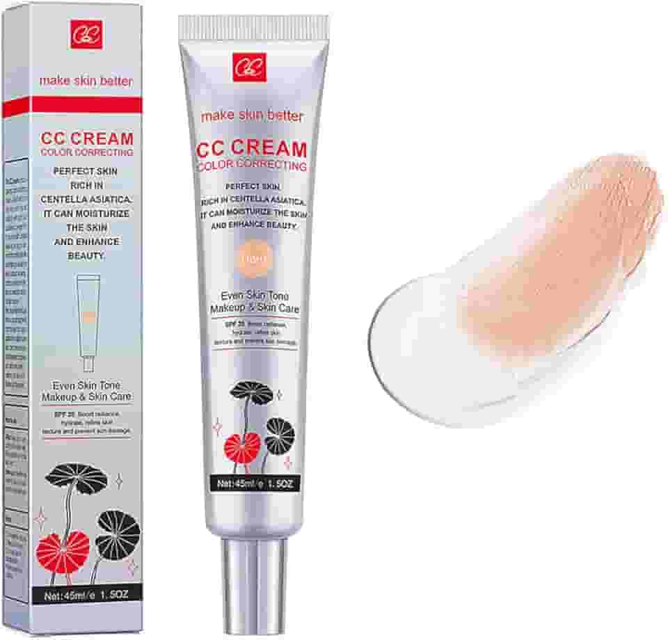 wwaiwenl Creme Cc Corretor De Cor Com Fps 25, Base Leve Cobertura, Poros Invisíveis, Rico Em Centella Asiática, Sérum Hidratante, Refina A Textura Da Pele, Evita Danos Causados Pelo Sol (Claro, Clar