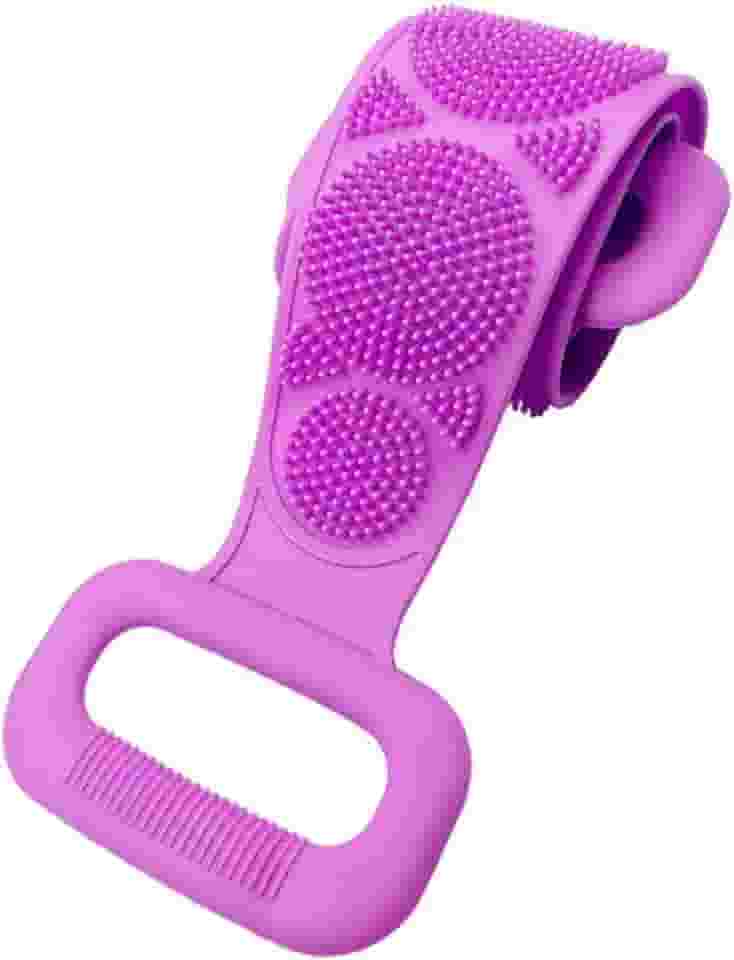 Esfregão Esponja de Banho Esticável de Silicone Massageador Esfoliante para Costas - Limpeza Profunda e Relaxante (Lilas)