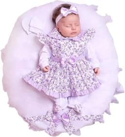 Saída de Maternidade Kit Vestido Macacão Bebê Menina