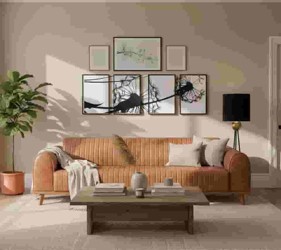 Sofá Living Átila, 2,10 Metros, Design Retrô. (Couro - Caramelo)