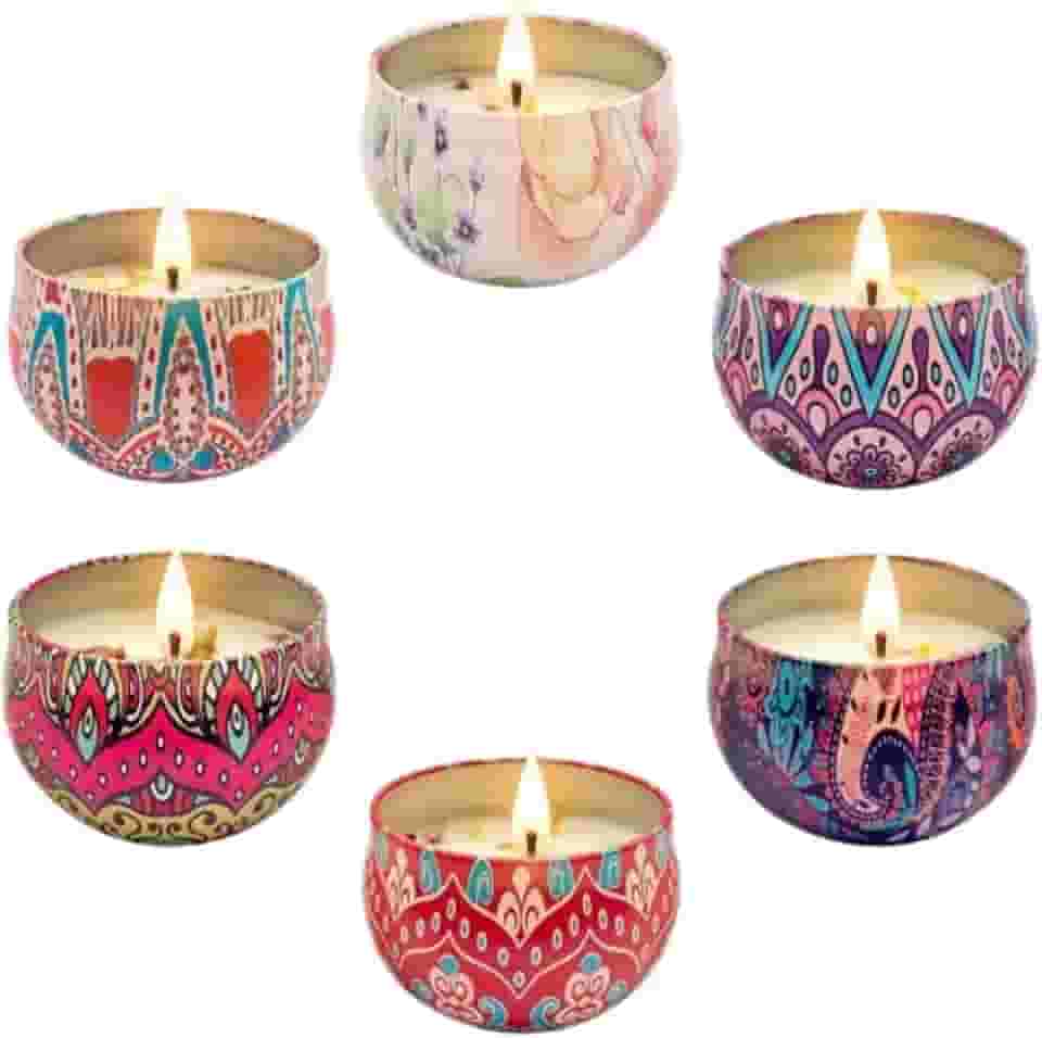 VELA AROMATICA LATA MANDALA DECORADA AROMAS 110 GRAMAS CERA DE COCO (LAVANDA FRANCESA)