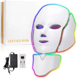 TIMSUMR Máscara Facial De Led, Terapia De Luz, Terapia De Luz Vermelha Para Rosto, Máscara Facial De Led De 7 Cores, Máscara Para Cuidados Com A Pele Do Pescoço, Para Salões De Beleza E Uso Domésti
