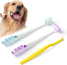 E.M&S.T Emmeliestella Escova de dentes para cães grandes, cuidados dentários para animais de estimação, reduz a placa dentária de animais de estimação, cerdas macias, cabeça de escova rotativa 360