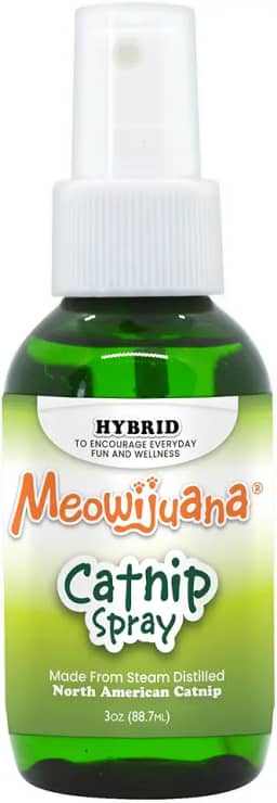 Meowijuana | Premium Catnip Spray | Organic | High Potency | Use on Cat Toys, Teasers e Scratchers | Grown In The USA | Feline & Cat Lover Approved | 3 oz. Garrafa