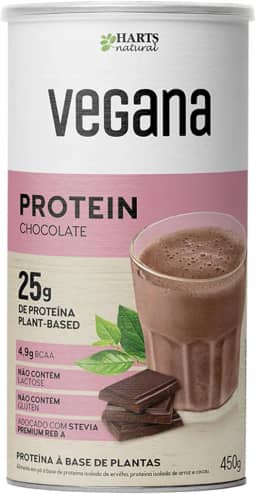 Hart's Natural Protein Chocolat 450g, 25g de Proteína Vegana por Porção, Sabor Chocolate, Zero Açúcar, Sem Glúten e Sem Lactose