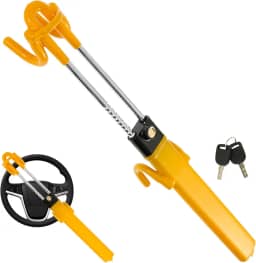 Trava de volante de carro com 2 chaves, aço cromo vanádio, trava de segurança antifurto para volante de caminhão, dispositivo de prevenção de roubo de carro