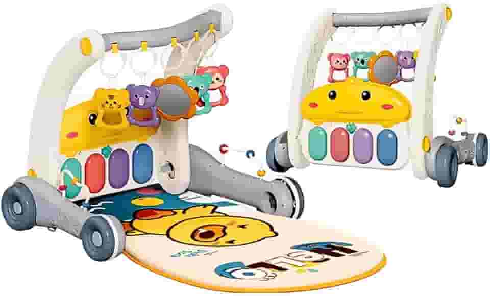 Tapete de Atividades 2 em 1 - Confortável Tapete Musical para Bebês com Andador, Estimula o Desenvolvimento Motor - MJ BRANDS