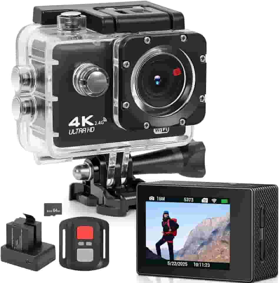 Filmadora 4K, 4K Câmera a Prova D'Água Subaquática de 20MP com Eis, Profundidade À Prova D'Água de 30 m