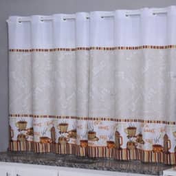 Cortina Cozinha Oxford 2,00x1,40 Estampada Cappuccino Janela Vitrô Ilhós Blackout Blecaute Decorativa Poliéster Varão (Cappucino)