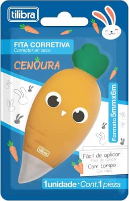 Tilibra - Corretivo em Fita Cenoura, Laranja, 5mmx6m