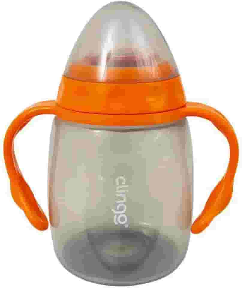 COPO COM ALÇAS BICO SILIC COLORS CINZA/LARANJA, Clingo, Cinza/Laranja