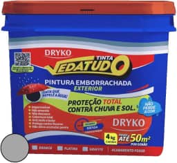Dryko Tinta Emborrachada Vedatudo Platina 4kg Cinza Impermeabilizante, Emborrachada