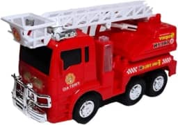 Carrinho Bate e Volta Caminhao Bombeiro Com Escada Som e Luz