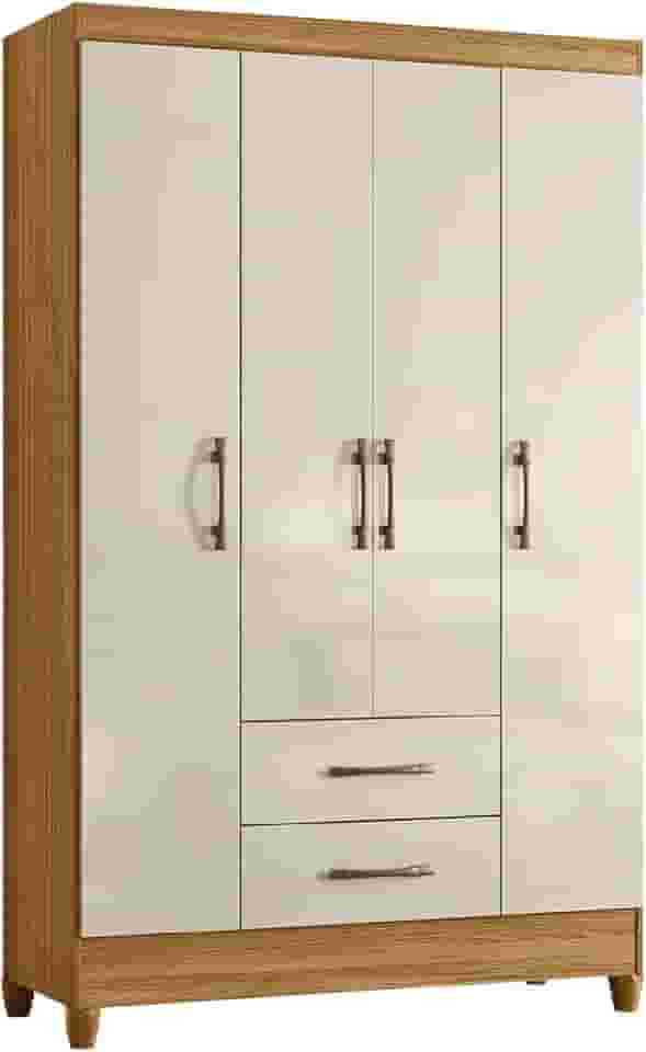 Guarda Roupas Solteiro 4 Portas 2 Gavetas Paraty Moval (Freijó/Off white)