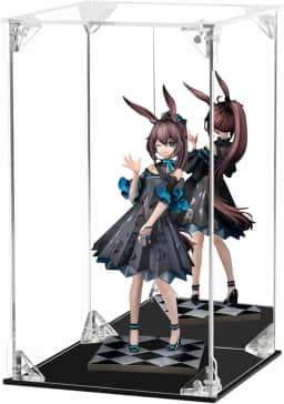 Dezzer vitrine de acrílico para colecionáveis montar caixa de exibição de acrílico transparente com parte traseira espelhada, caixa de vidro alternativa para figuras de ação modelo lego ex