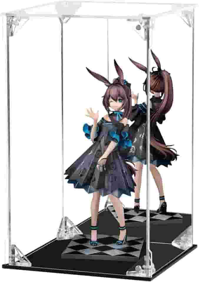 Dezzer vitrine de acrílico para colecionáveis montar caixa de exibição de acrílico transparente com parte traseira espelhada, caixa de vidro alternativa para figuras de ação modelo lego ex