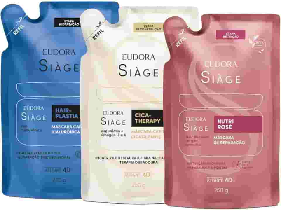 Combo Siàge Cronograma Capilar Máscaras Refil: Hair-Plastia 250g + Nutri Rosé 250g + Cica-Therapy 250g