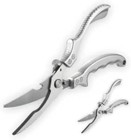 Tesoura de Cozinha Inox Multiuso Profissional 25 CM com Trava de Segurança Cortador Cortar Frango Peixe Legumes Verduras Ossos Carnes Cabo Ergonômico Antiderrapante