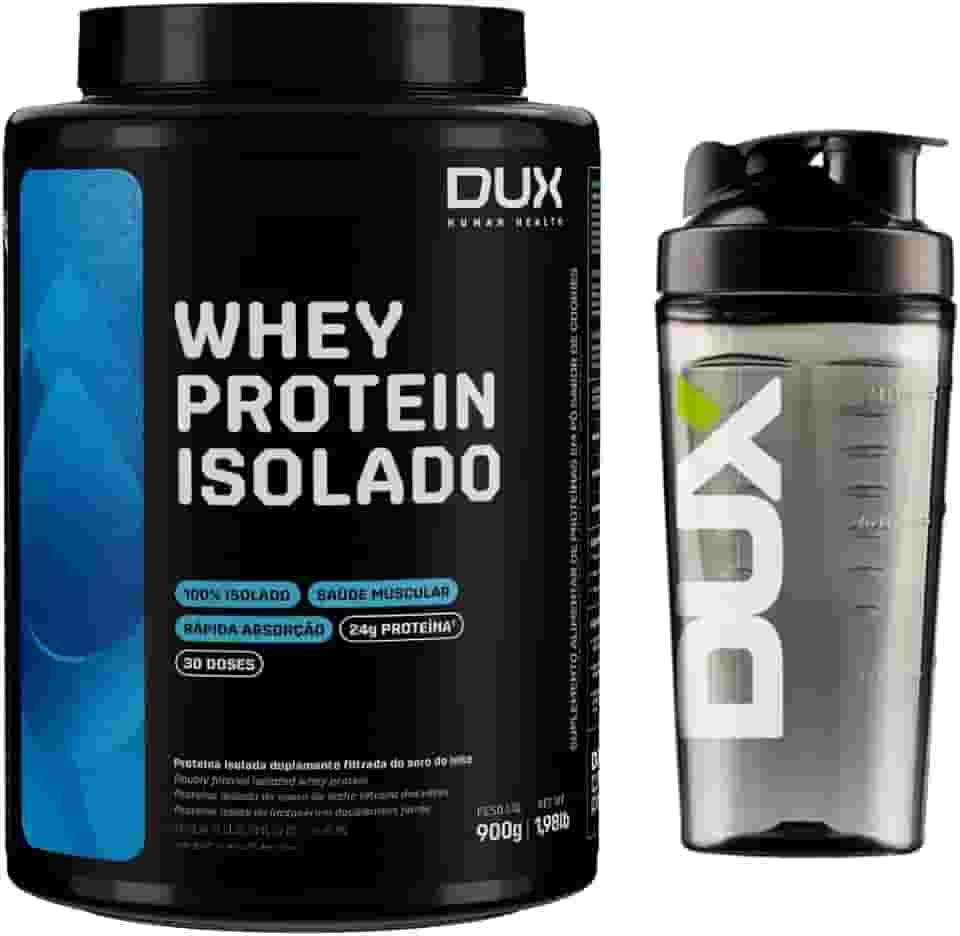 Combo Whey Protein Isolado Neutro (Sem Sabor) Dux Nutrition 900g + Coqueteleira