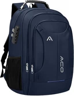 Mochila Bolsa Masculina Feminina Notebook Reforçada Anti Furto Semi Impermeável Escolar Faculdade Trabalho Viagem Resistente Executiva Cabo De Aço Saída Usb SAÍDA Fone DE OUVIDO (AZUL)