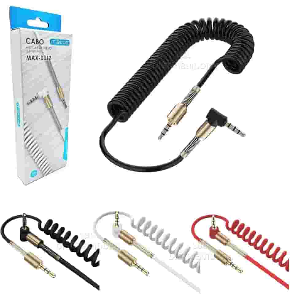 Cabo Auxiliar P2xp2 Espiral 1,2 Mt Som Automotivo Celular