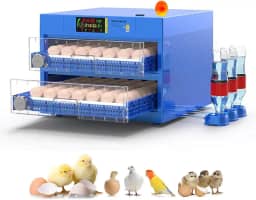 Chocadeira Incubadora Automática 120 Ovos, Bicamada, 110V, com Display LED, Controle de Temperatura e Umidade, Viragem Automática de Ovos, Ajustável para Diferentes Tamanhos de Ovos
