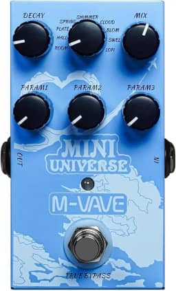 Pedal de efeitos de reverberação Mini Universe para guitarra elétrica, design True Bypass para guitarra, estojo de metal, fácil de operar 9 tons universais de reverberação, cordas M-VAV-E- Acessórios