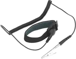 Pulseira antiestática de aterramento com cordão enrolado longo ajustável ESD para reparo de computadores eletrônicos e PC (preto)