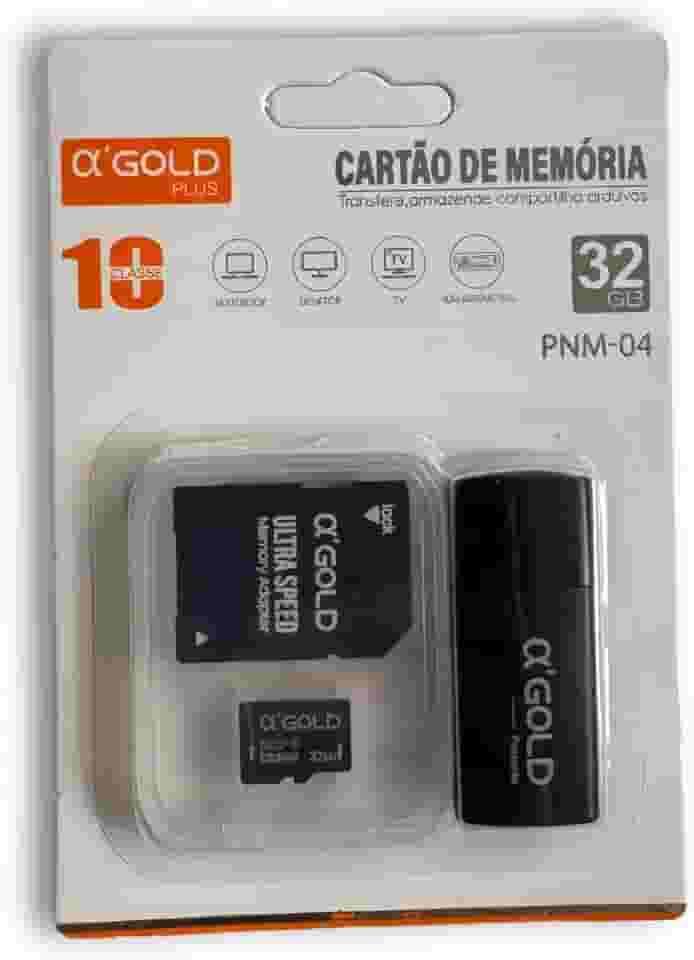 Cartão de Memória Micro SD 32GB Classe 10, com Adaptador SD e USB, Alta Velocidade para Celular, Câmera, Tablet, Smartphone, Videogames