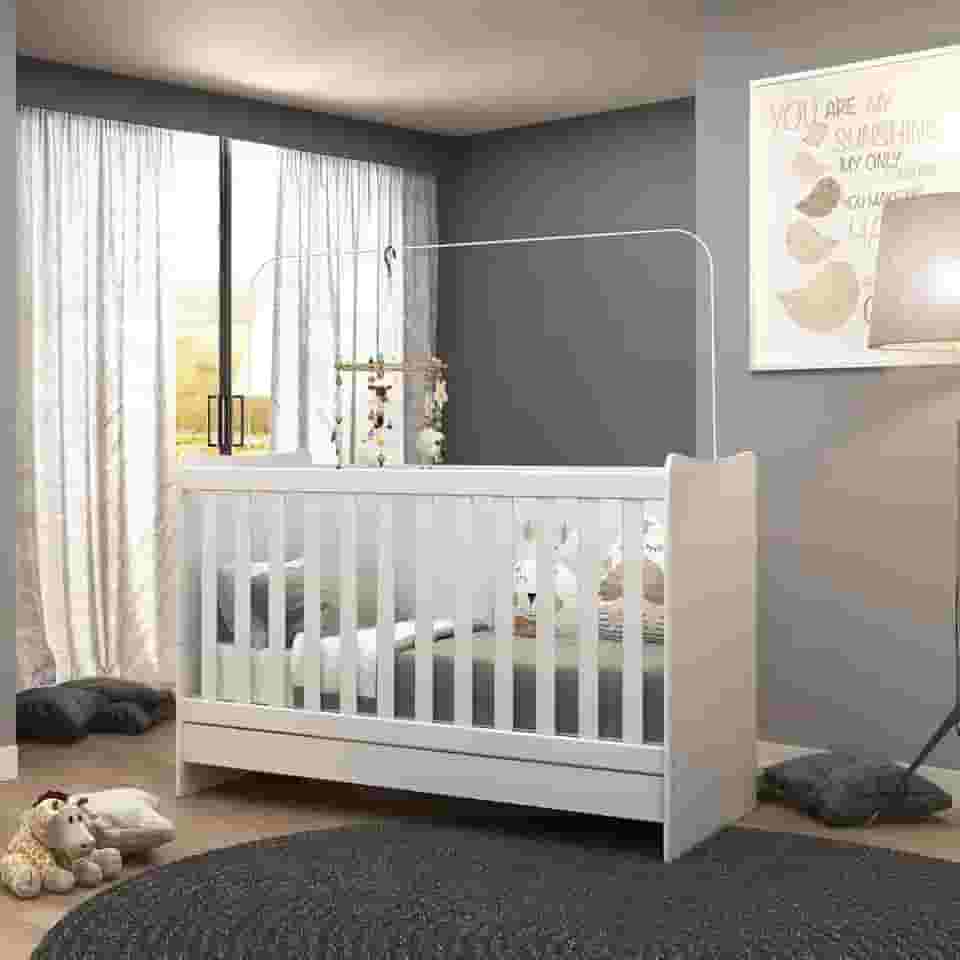 Berço 4 em 1 para Colchão 60 x 130 cm Multimóveis Evolution vira Escrivaninha Fg0541pn Branco