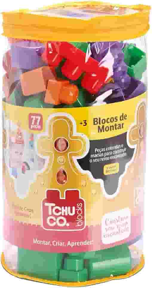 Brinquedo Educativo Pedagógico Blocos de Montar com Bolsa Organizadora para Crianças (77 peças)