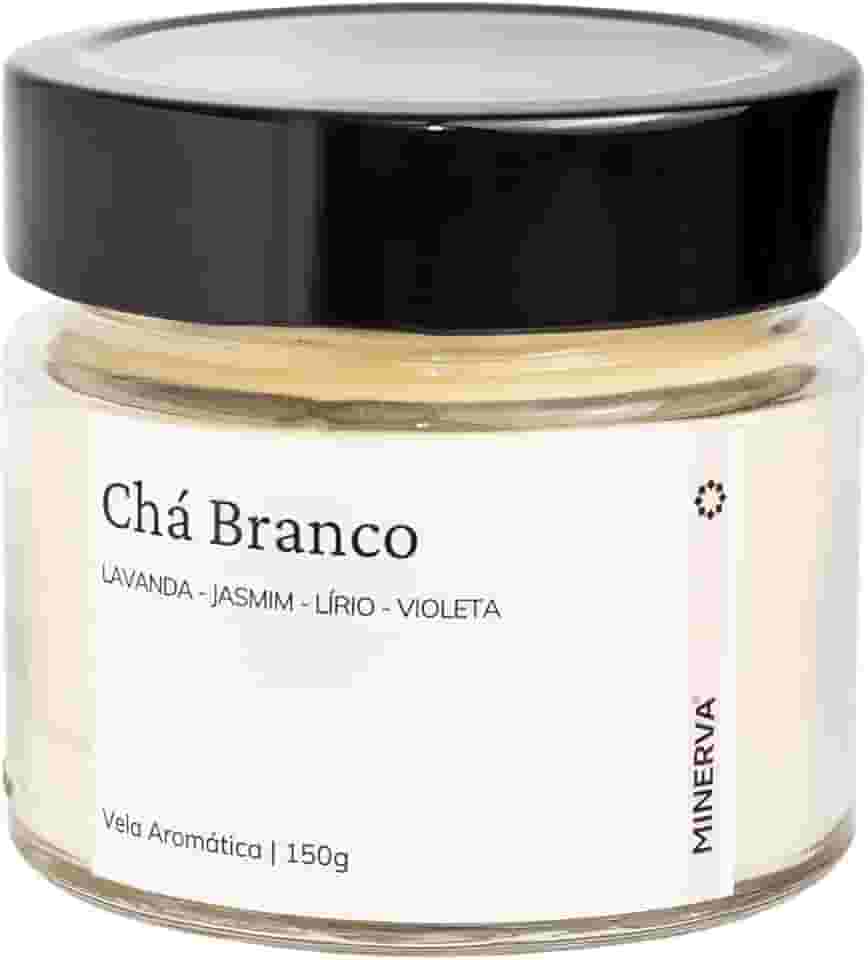 MINERVA - Vela Aromática Aromatizada Perfumada Artesanal (150g, Chá Branco)