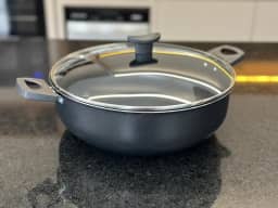Wok 30 Frigideira Grande Paella Caçarola Teflon Antiaderente (Preto)