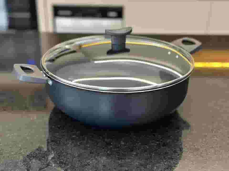 Wok 30 Frigideira Grande Paella Caçarola Teflon Antiaderente (Preto)